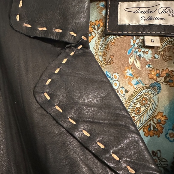 Tasha Polizzi Black Leather Jacket – Turquoise Concho Buttons, Paisley Lining -S - Picture 2 of 9